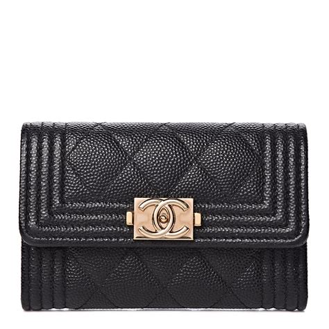 chanel chevron caviar card holder|CHANEL Caviar Chevron Quilted Boy Card Holder in Black and .